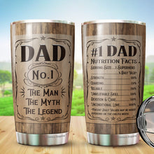 Load image into Gallery viewer, Best Dad Ever Tumbler 20Oz - The Man The Myth The Legend Travel Coffee Mug - Tumbler Gifts for Dad, Father, Bonus Dad, Father-in-law, Birthday, Christmas, Father's Day Tumbler Gifts