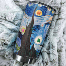 Load image into Gallery viewer, DND Starry Night Tumbler - Dungeon Master Tumbler - DM Crawler RPG Tumbler - Dragon Dice Game Board Game Tumbler - Tumbler 20oz