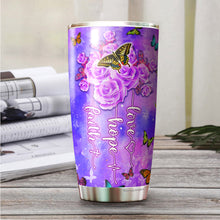 Load image into Gallery viewer, Faith Hope Love Tumbler - Butterfly Floral Tumber - Christian 20oz Stainless Steel Tumbler - Christian Tumblers For Women - Birthday Gifts for Mom on Mother's Day, Christmas