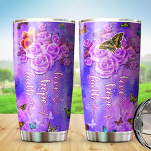 Load image into Gallery viewer, Faith Hope Love Tumbler - Butterfly Floral Tumber - Christian 20oz Stainless Steel Tumbler - Christian Tumblers For Women - Birthday Gifts for Mom on Mother's Day, Christmas