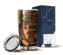 Load image into Gallery viewer, Black Queen Nutrition Facts Tumbler - African Queen Present - Black Women Empowerment - Gift for Her,  Birthday Gift for Her Tumbler 20 oz