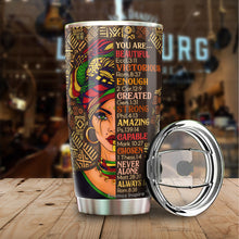 Load image into Gallery viewer, Black Queen Nutrition Facts Tumbler - African Queen Present - Black Women Empowerment - Gift for Her,  Birthday Gift for Her Tumbler 20 oz
