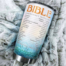 Load image into Gallery viewer, Kozmoz Inspire Matthew Bible Emergency Numbers Tumbler - "I Am With You Always" Tumbler - Hotlines Numbers Bible Tumbler for Christians, Him, Her, Family, Tumbler 20 oz