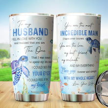 Load image into Gallery viewer, Kozmoz Inspire To My Husband Turtles Couple Tumbler 20 Oz - Tumbler Gifts for Husband - Romantic Gifts for Husband, Him, Boyfriend, Husband Valentine's Day, Aniversary, Birthday, Christmas, Fathers Day 2022