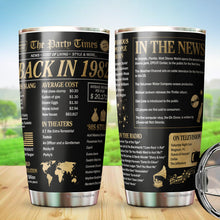 Load image into Gallery viewer, Kozmoz Inspire The Party Times Flashback To 1982 Tumbler - 40th Birthday Tumbler 20oz - Happy 40 Birthday Party, Turning 40 Birthday, 40th Bday For Her &amp; Him Tumbler - Milestone Birthday Gift