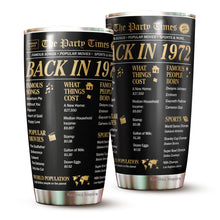 Load image into Gallery viewer, Kozmoz Inspire The Party Times Flashback To 1972 Tumbler - 50th Birthday Tumbler 20oz - Happy 50 Birthday Party, Turning 50 Birthday, 50th Bday For Her &amp; Him, Fifty Birthday Tumbler