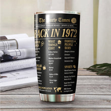 Load image into Gallery viewer, Kozmoz Inspire The Party Times Flashback To 1972 Tumbler - 50th Birthday Tumbler 20oz - Happy 50 Birthday Party, Turning 50 Birthday, 50th Bday For Her &amp; Him, Fifty Birthday Tumbler