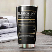 Load image into Gallery viewer, Kozmoz Inspire Vintage Aged to Perfection 1972 Nutrition Facts Tumbler of the Fifties - 50th Birthday Tumbler - Happy 50 Birthday Party, Turning 50 Birthday, Fifty Birthday Tumbler