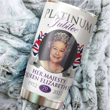 Load image into Gallery viewer, Queen Elizabeth II Platinum Jubilee Coffee Tumbler 20 Oz - Stainless Steel Vacuum Insulated Tumbler 20 Oz - Queen Elizabeth 70 Years Coffee Travel Mug