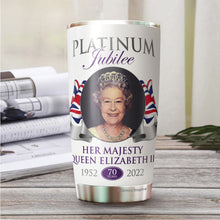 Load image into Gallery viewer, Queen Elizabeth II Platinum Jubilee Coffee Tumbler 20 Oz - Stainless Steel Vacuum Insulated Tumbler 20 Oz - Queen Elizabeth 70 Years Coffee Travel Mug