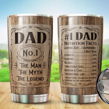 Load image into Gallery viewer, Best Dad Ever Tumbler 20Oz - The Man The Myth The Legend Travel Coffee Mug - Tumbler Gifts for Dad, Father, Bonus Dad, Father-in-law, Birthday, Christmas, Father's Day Tumbler Gifts
