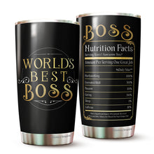 Load image into Gallery viewer, Kozmoz Inspire World's Best Boss Tumbler 20Oz – Boss Nutrition Facts Tumbler - Funny Boss Gifts for Women, Men, Manager, Female, Boss